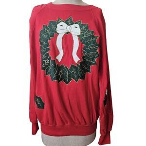 Vintage Handmade Puffy Paint Ugly Christmas Sweatshirt Size XL
